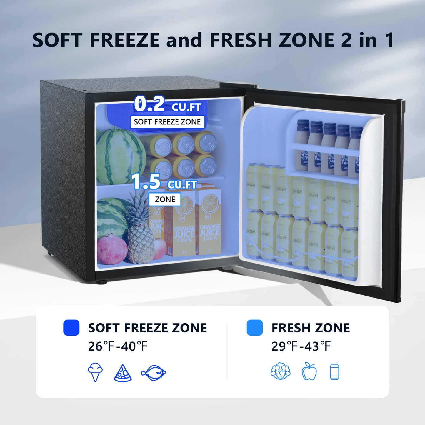 Mini Fridge with Freezer Reversible Single Door