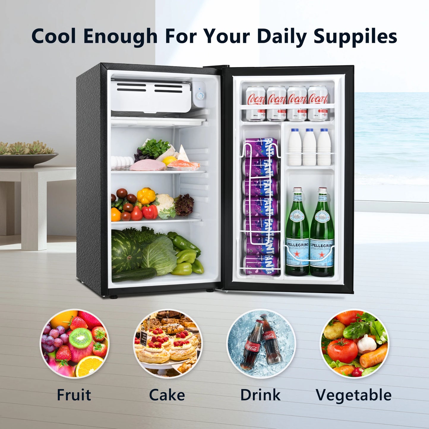 Mini Fridge with Adjustable Thermostat