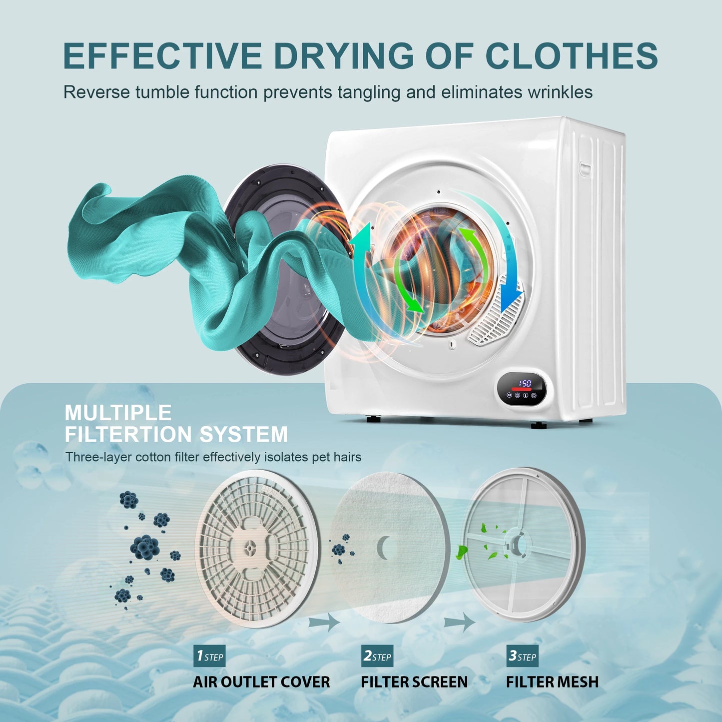 Compact Laundry Dryer With Exhaust Pipe
