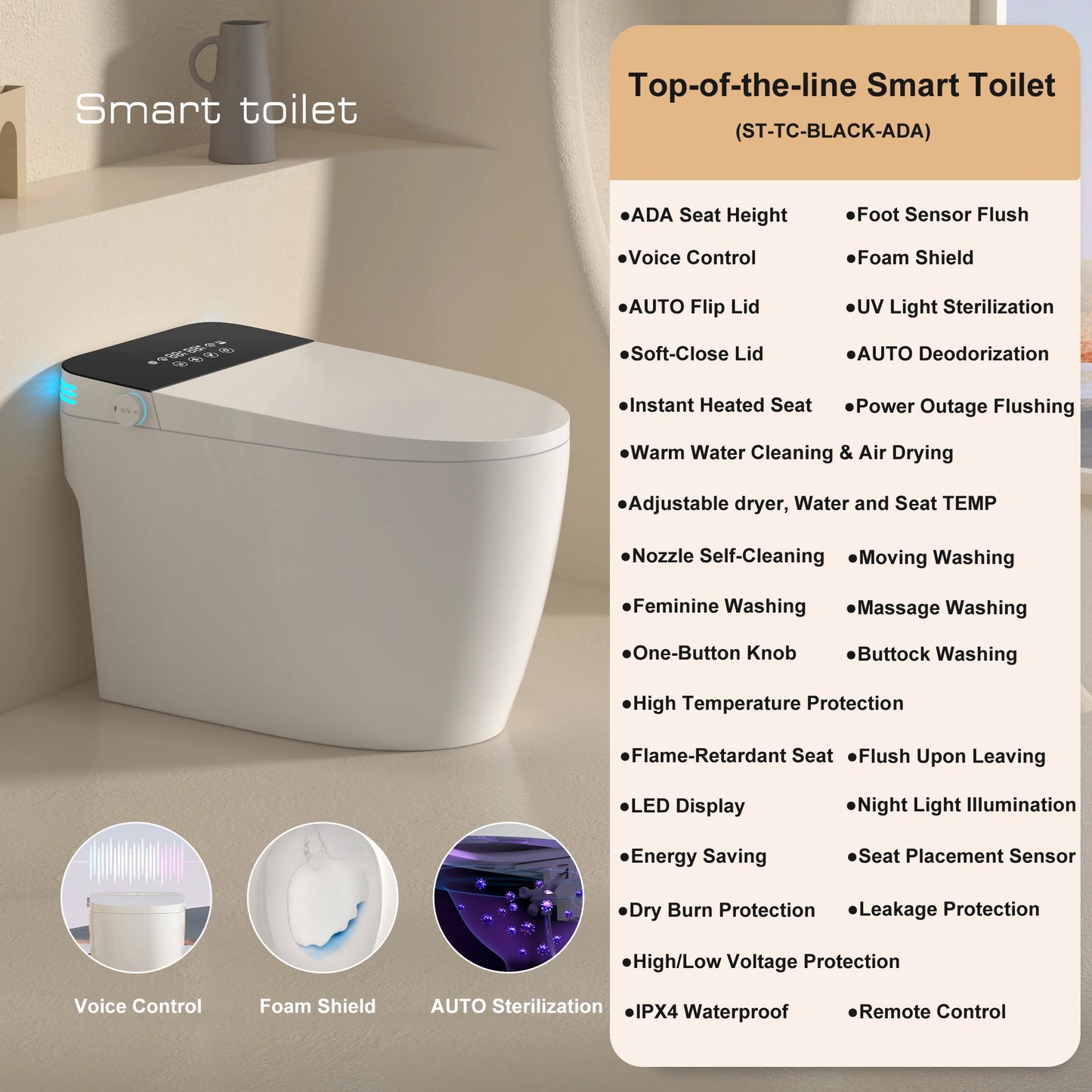 Smart Toilet with Built-in Bidet