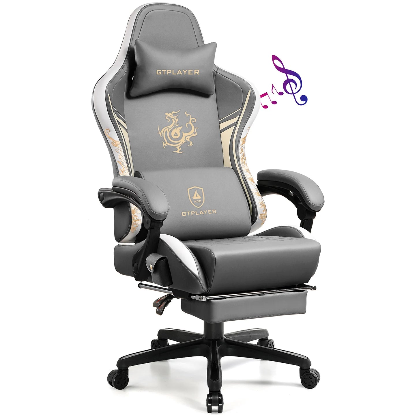 Gaming Chair with Bluetooth Speakers and Footrest