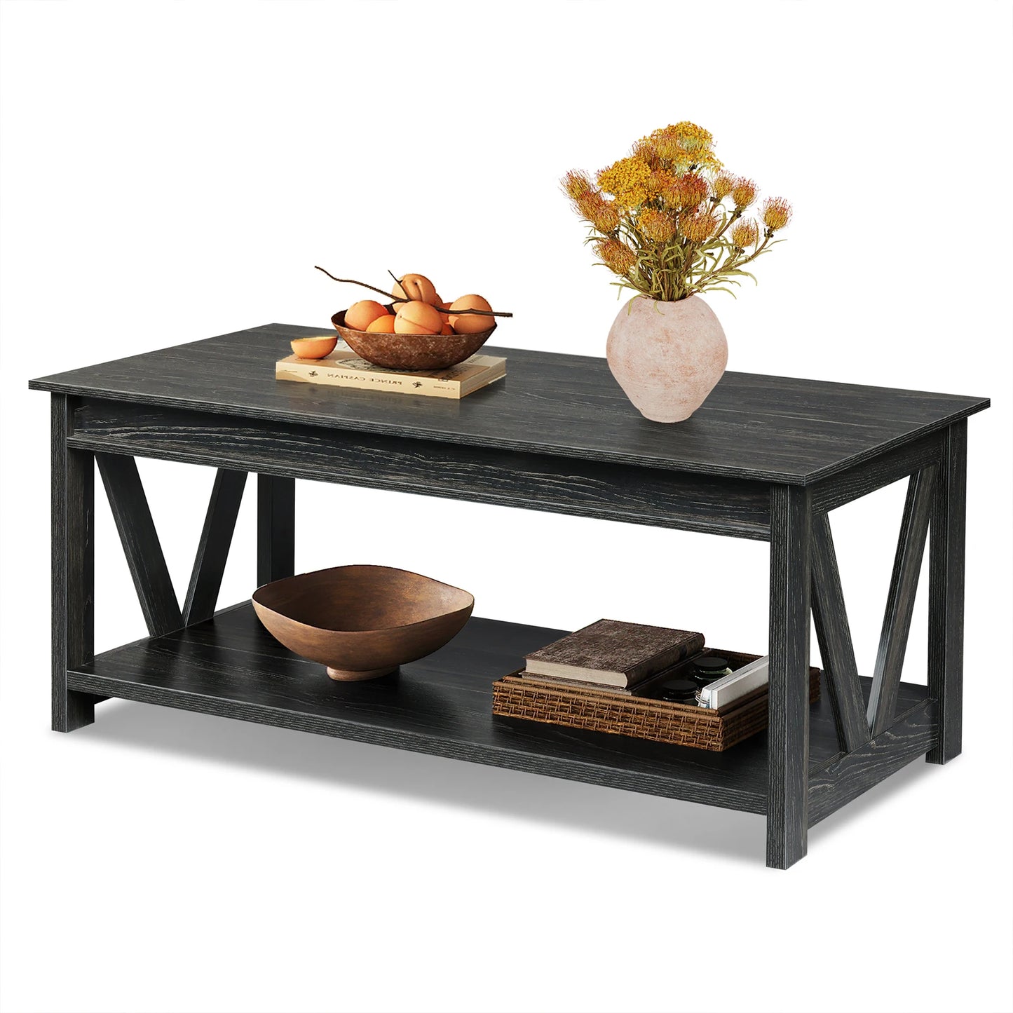 V Shaped Support Storage Shelf Coffee Table
