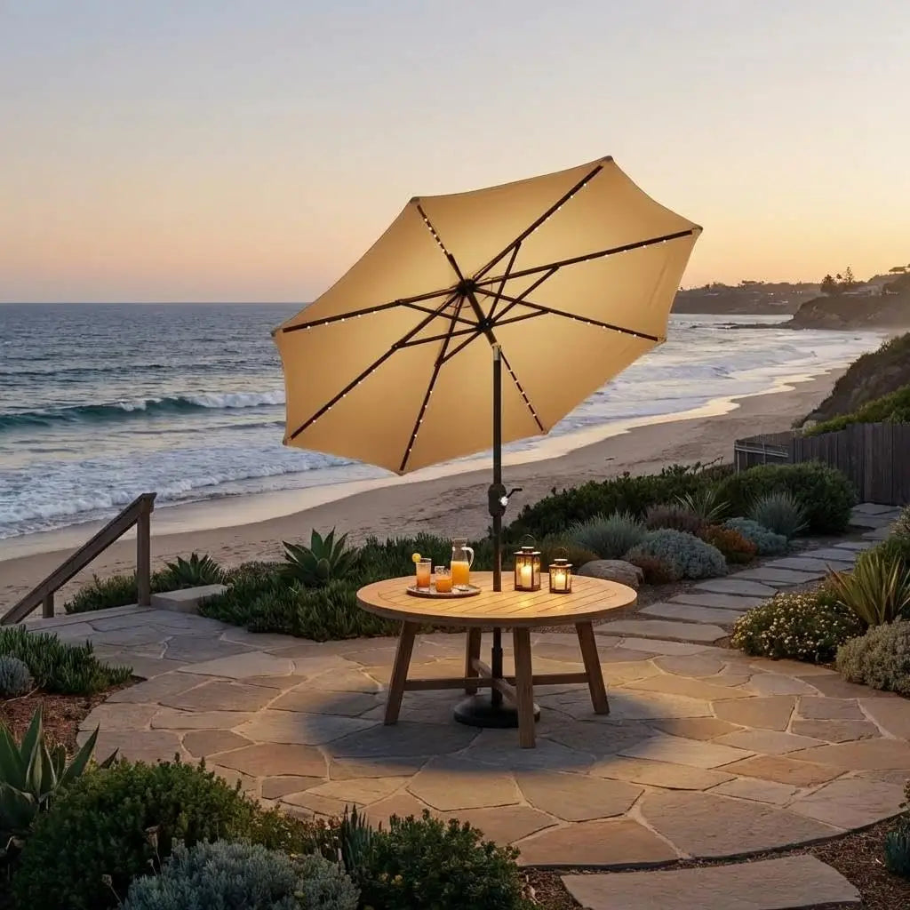 Patio Umbrella with 40 Solar LED Lights