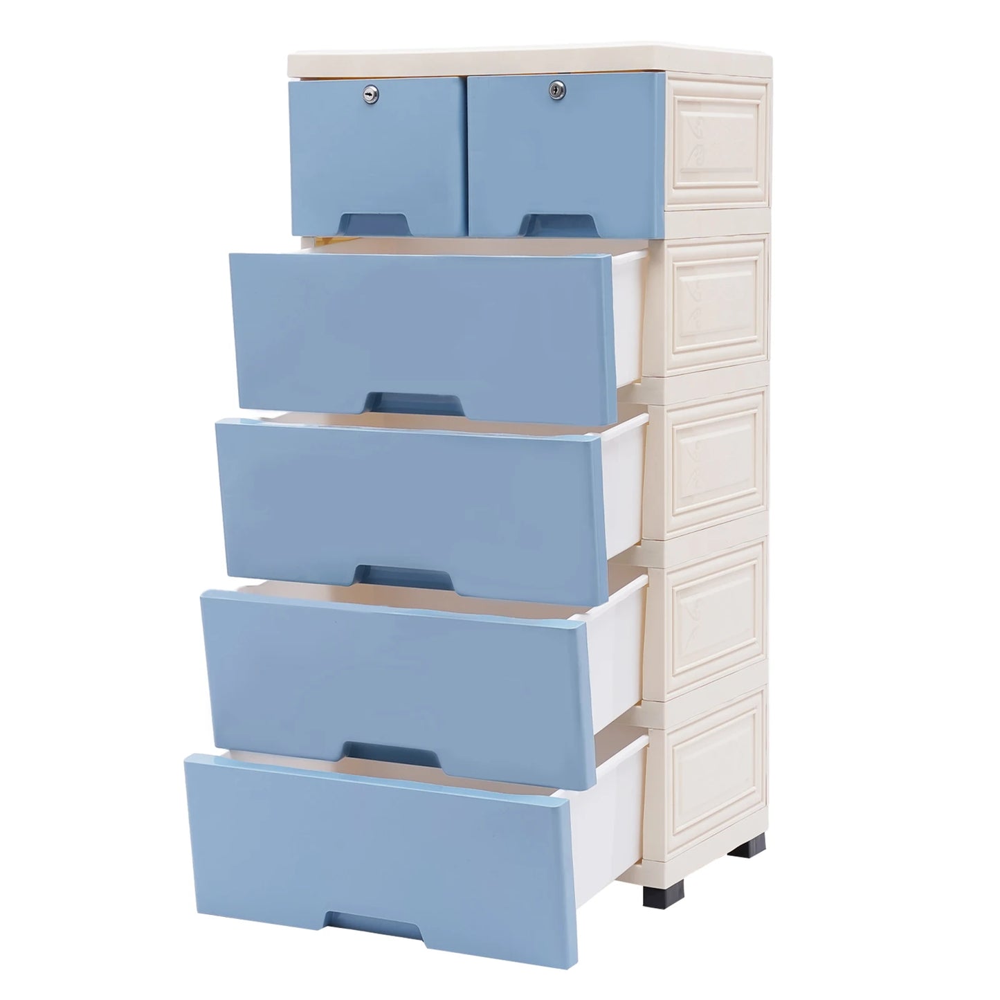 Chest Storage Stand Cabinet with 6 Drawers & 4 Wheels