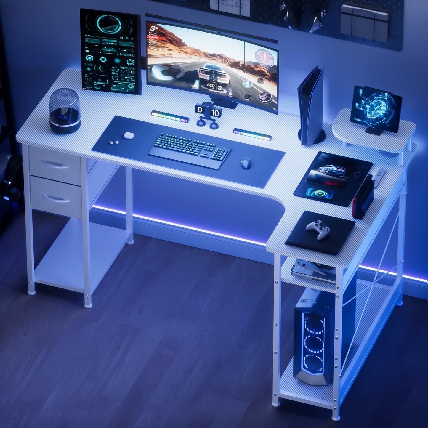 Carbon Fiber Computer Desk w/Monitor Arm