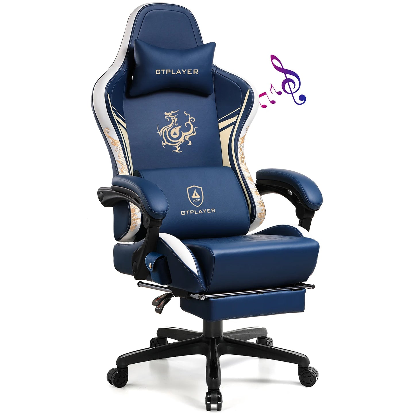 Gaming Chair with Bluetooth Speakers and Footrest