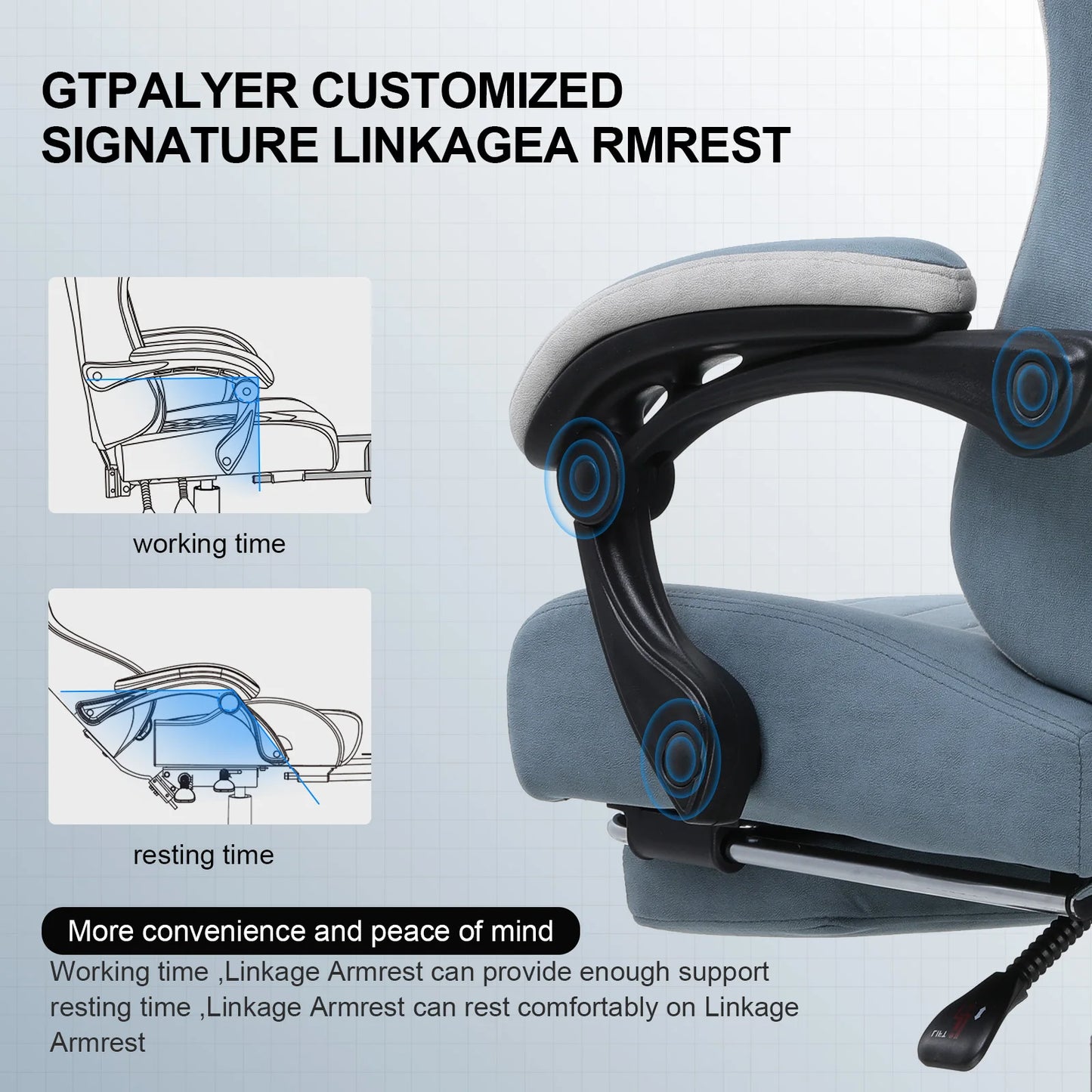 Office Chair with Pocket Spring Cushion, Linkage Armrests & Footrest