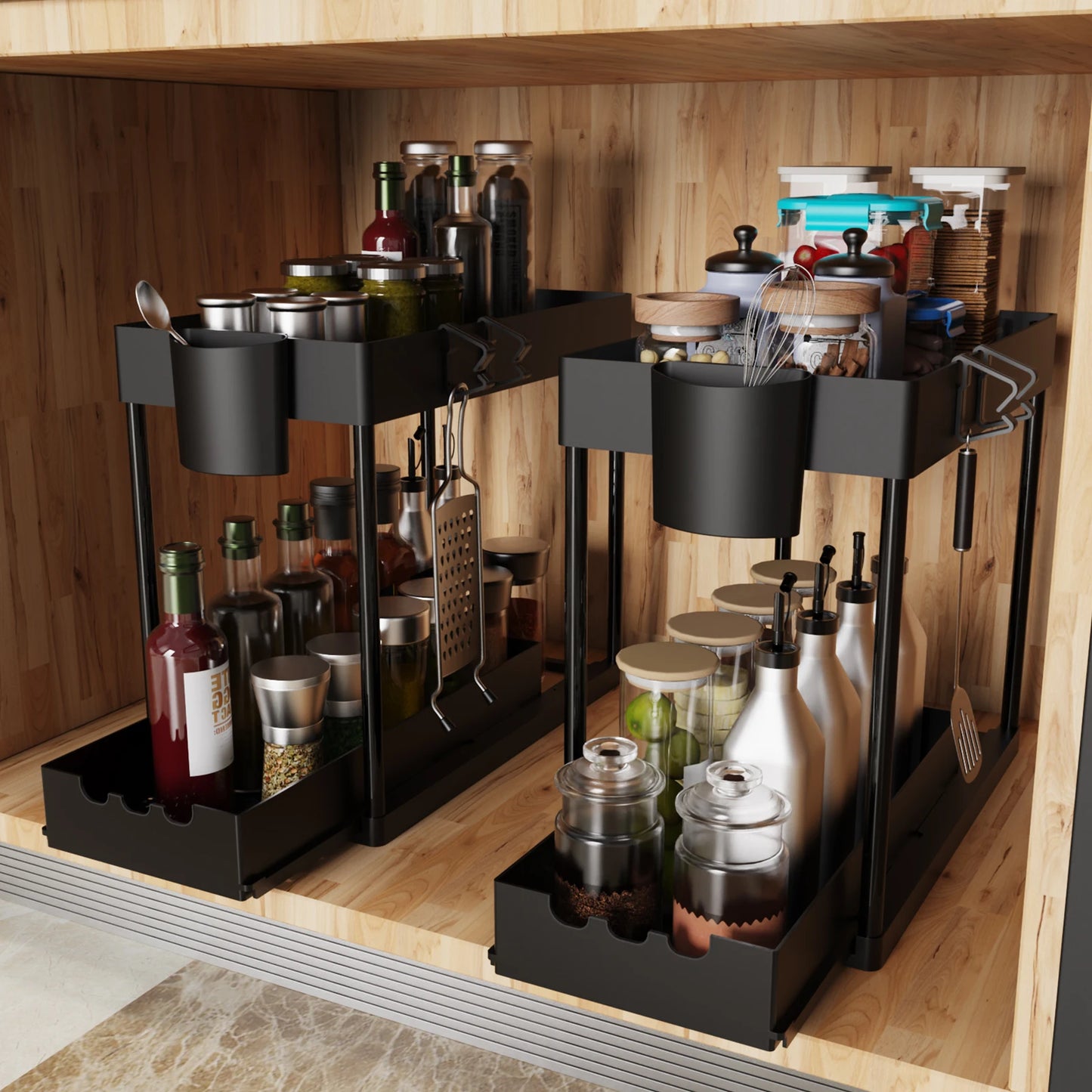 Pull-Out Under Sink Rack Sliding Cabinet Organizer