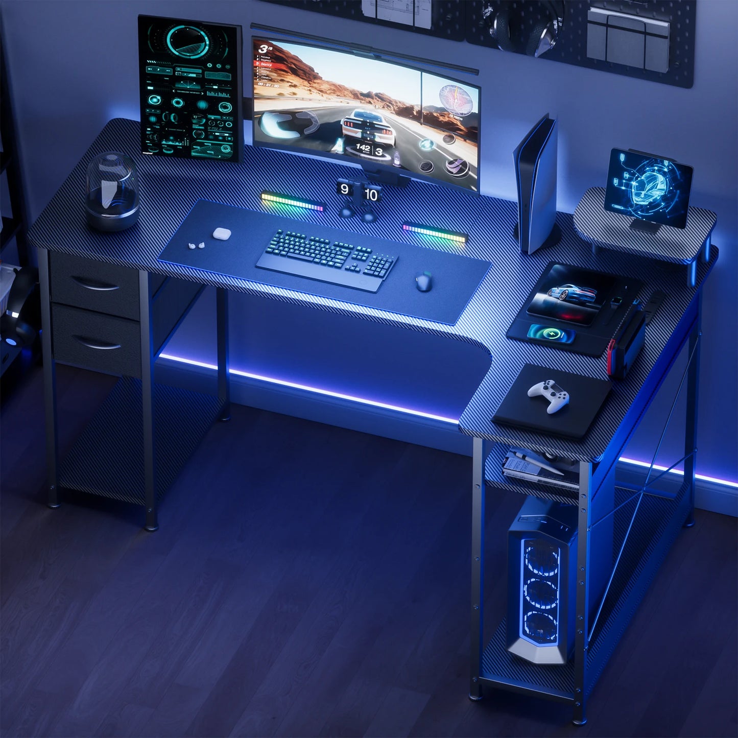 Carbon Fiber Computer Desk w/Monitor Arm