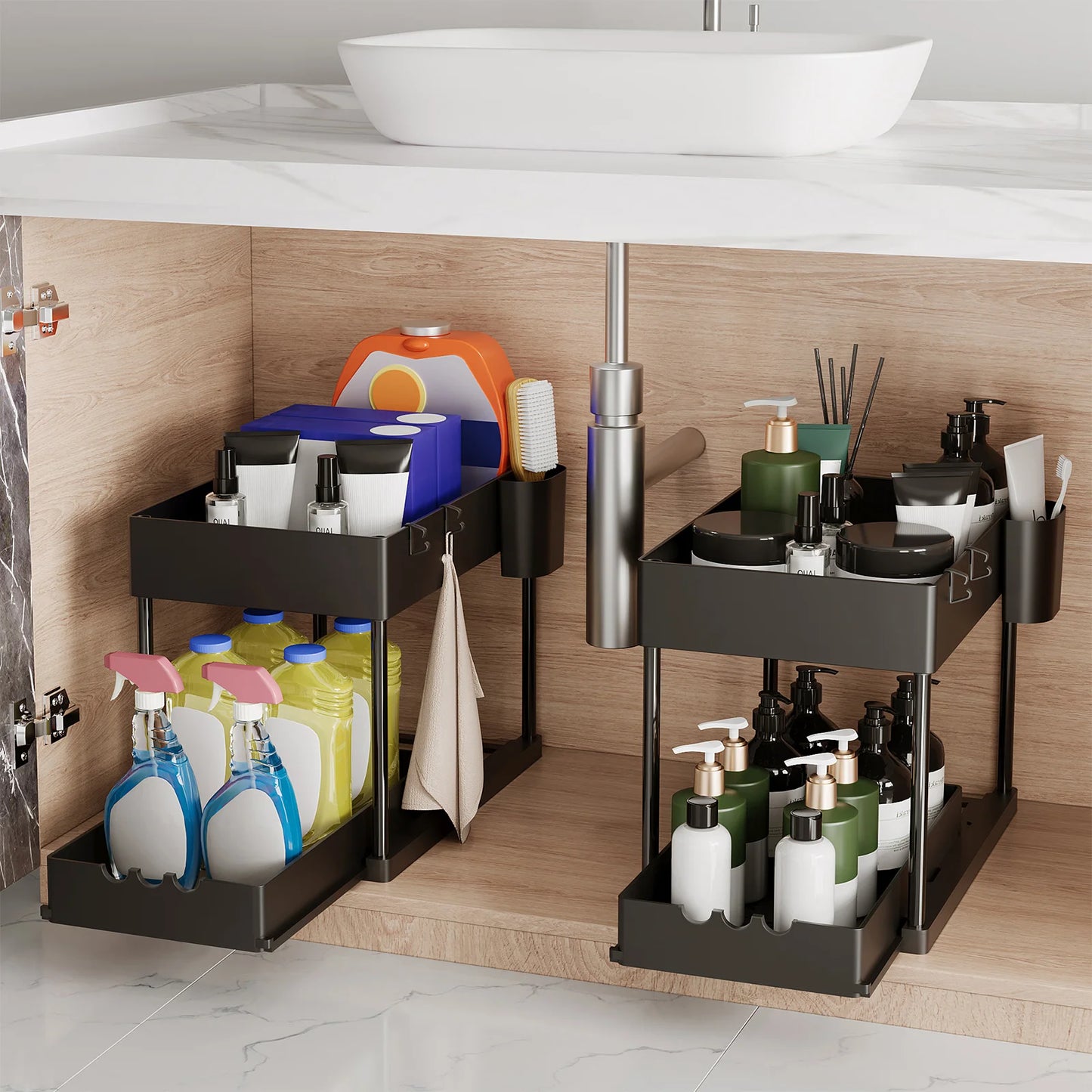 Pull-Out Under Sink Rack Sliding Cabinet Organizer