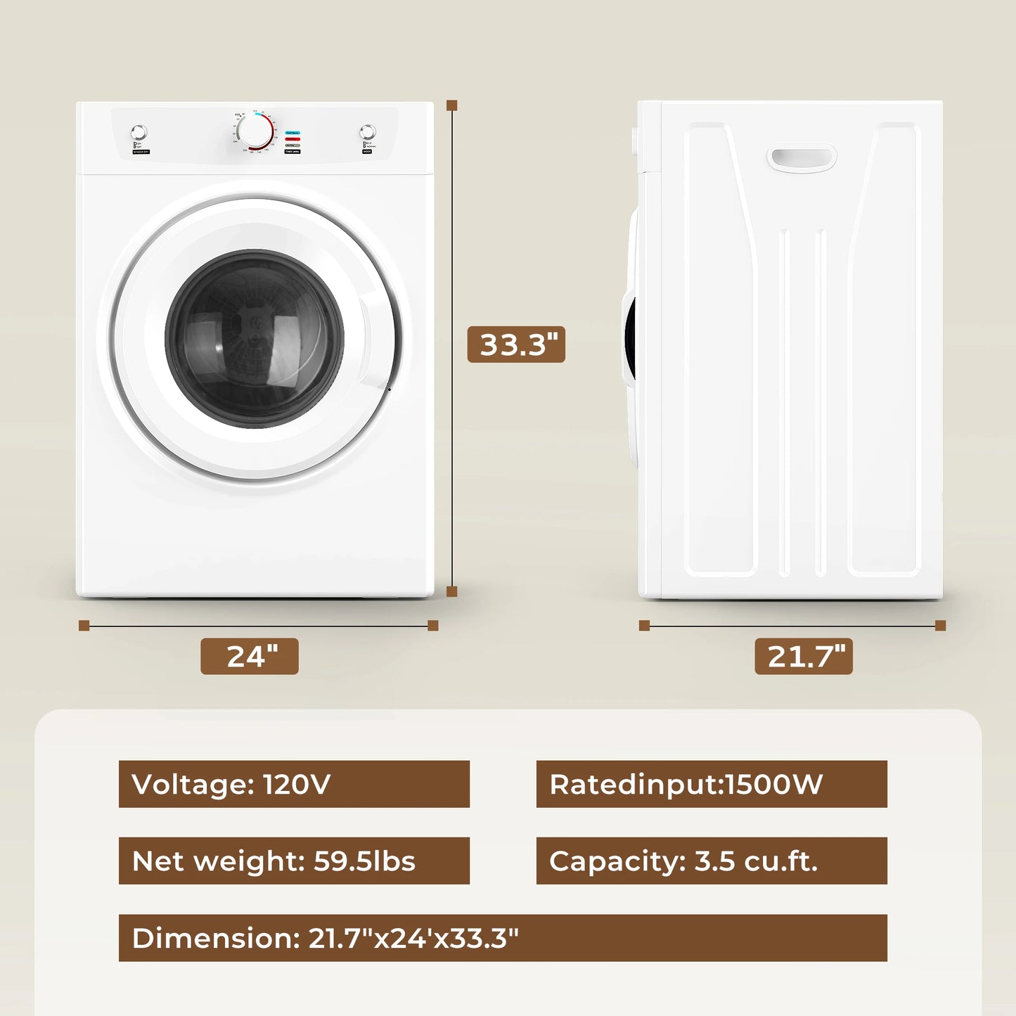 Stainless Steel Tumble Dryer with Exhaust Hose