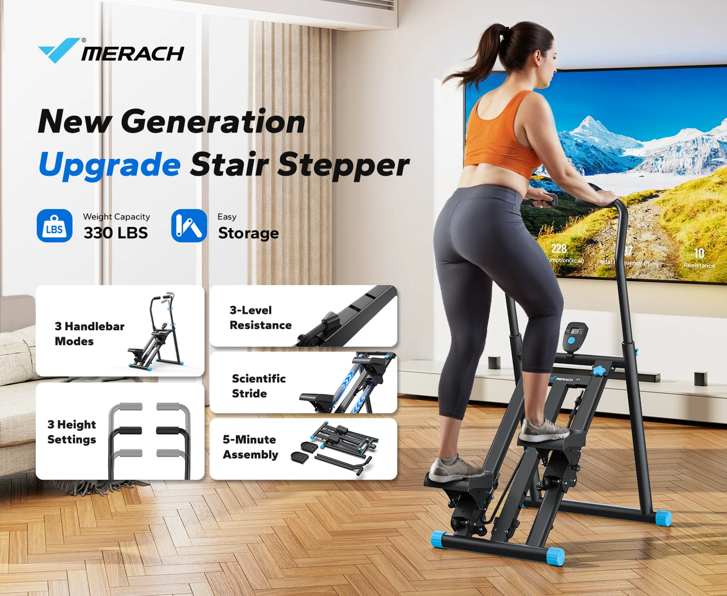 Stair Stepper Vertical Compact Folding Exercise Climber