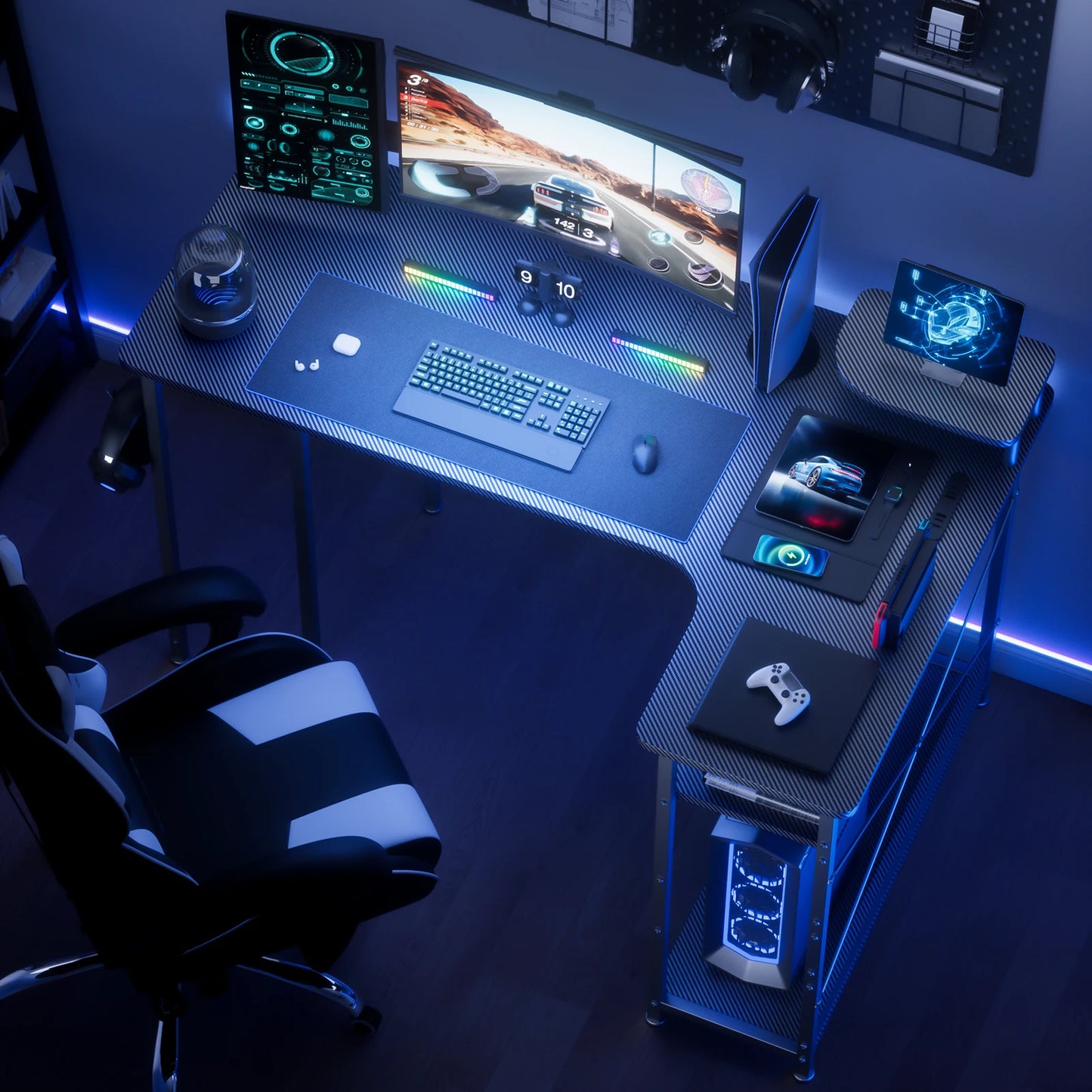 Carbon Fiber Computer Desk w/Monitor Arm
