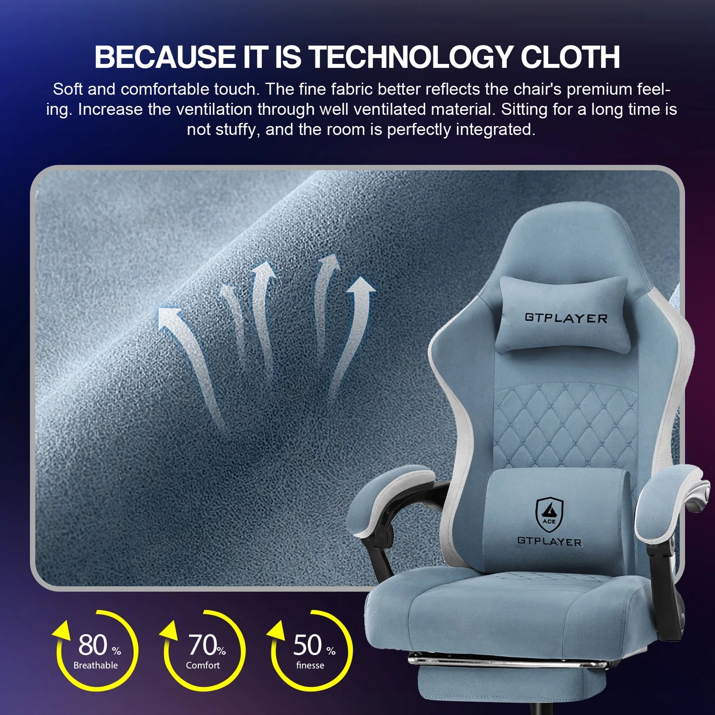 Office Chair with Pocket Spring Cushion, Linkage Armrests & Footrest