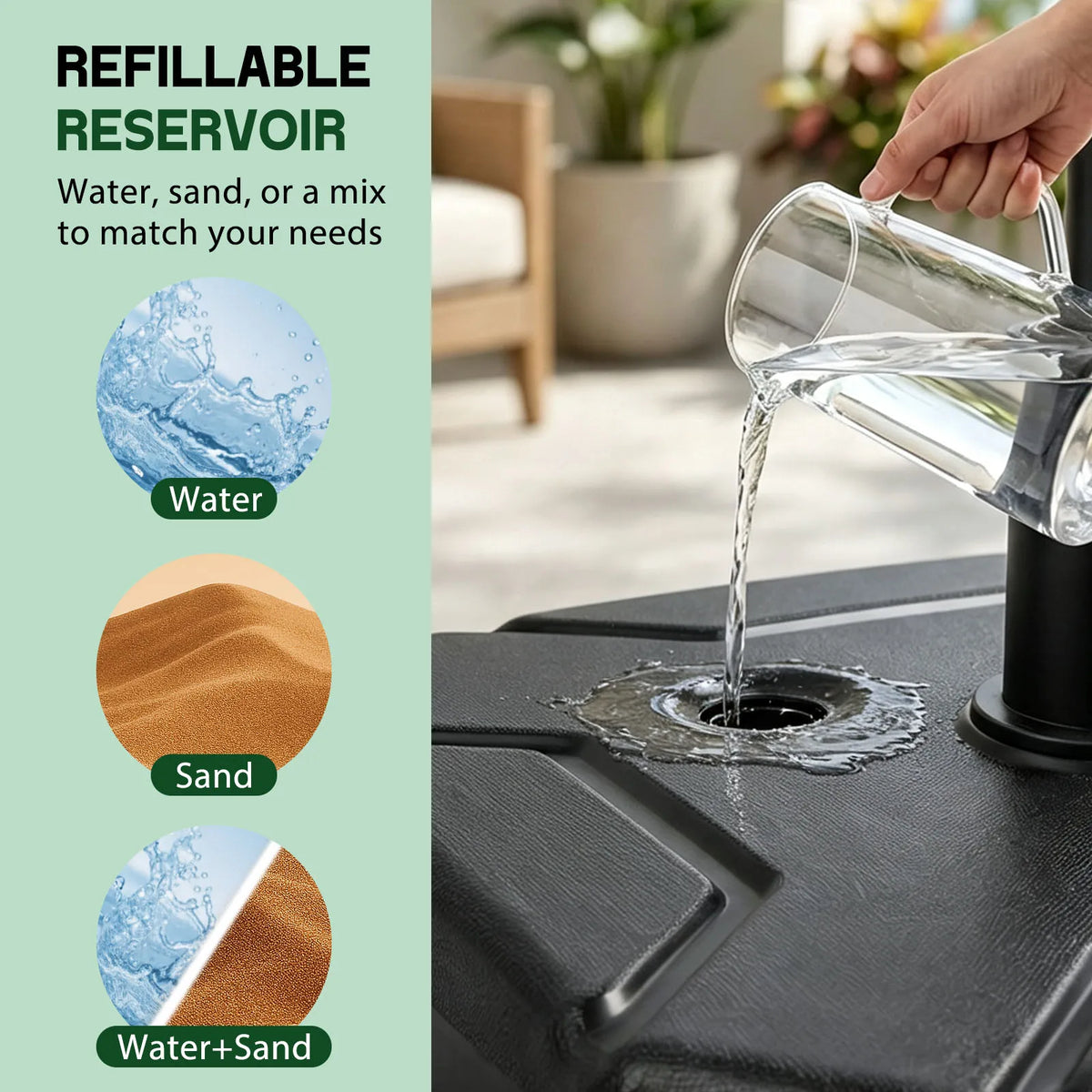 Heavy‑Duty Fillable Patio Umbrella Base Stand