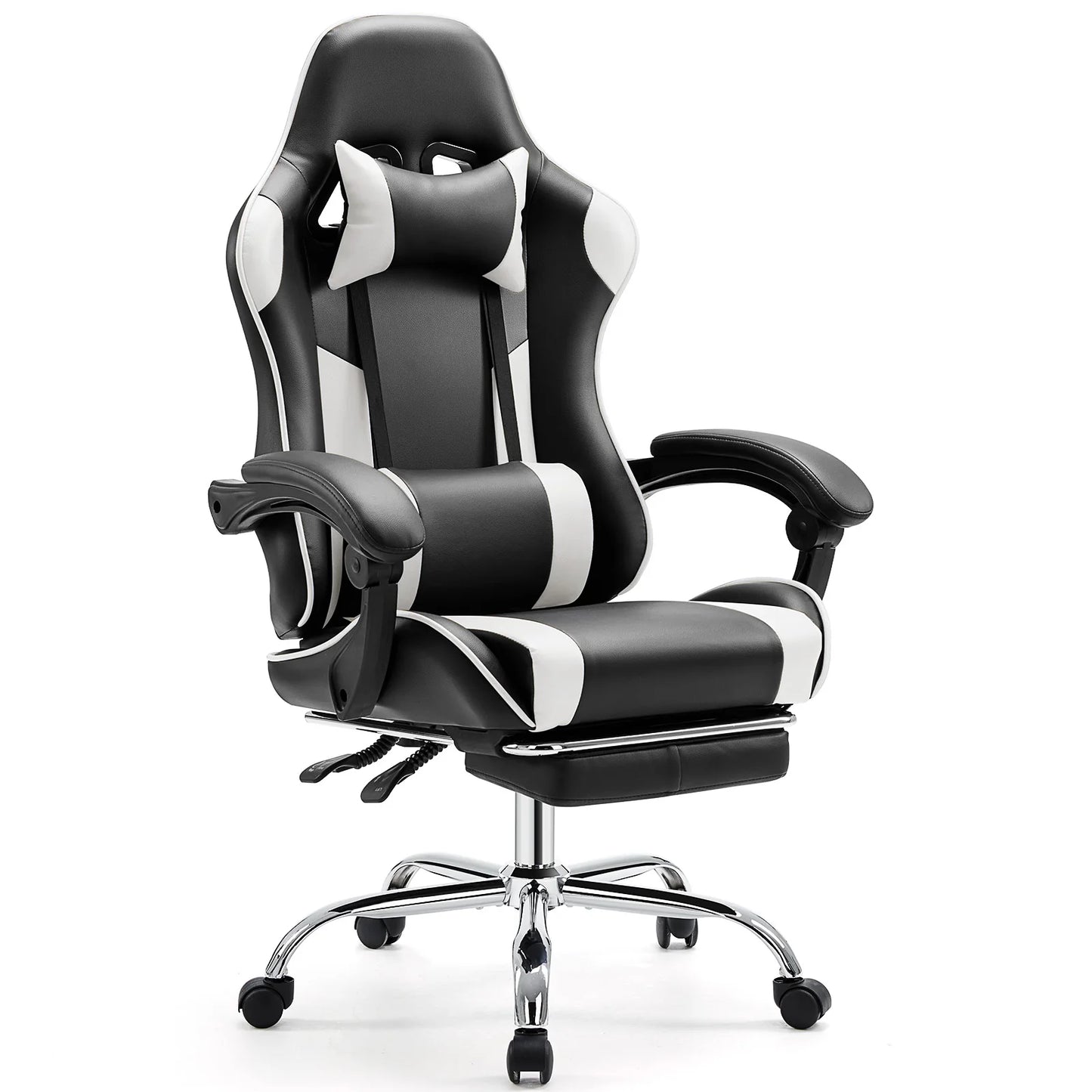 Swivel PU Leather with Headrest and Lumbar Support Gaming Chair