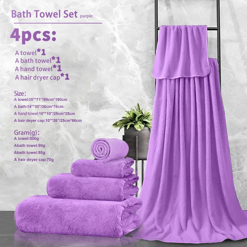 Ultra Soft Coral Fleece Bath Towel Set