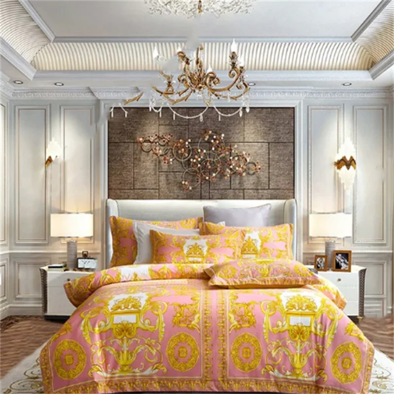 Luxury Modern Style Digital Printing Cotton Fabric Bedding Set