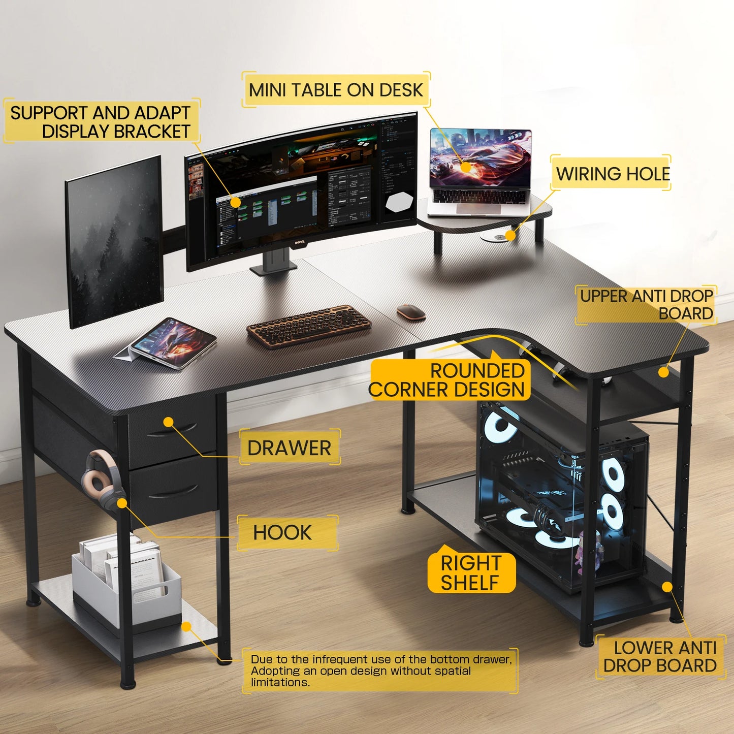 Carbon Fiber Computer Desk w/Monitor Arm