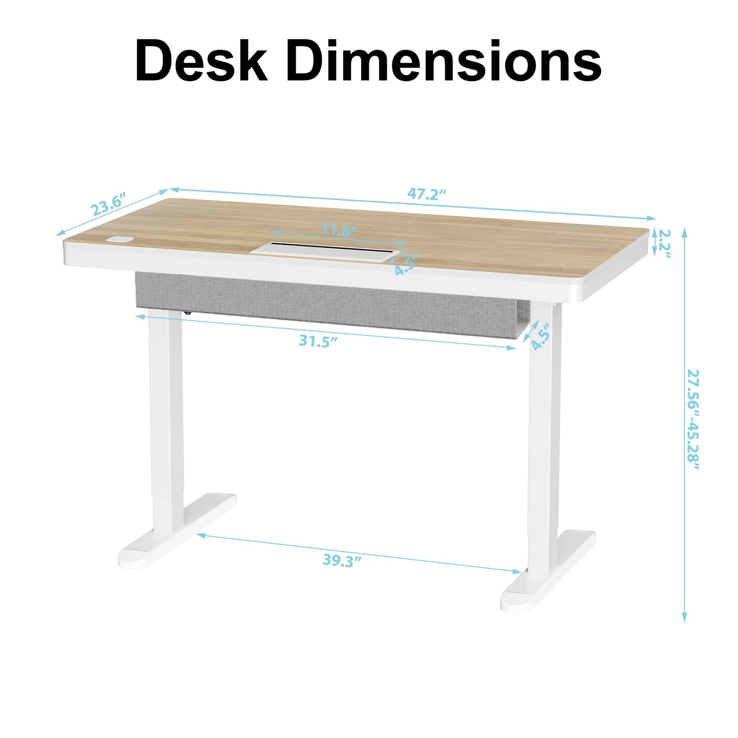 Electric Standing Desk, Height Adjustable Desk with USB Charging Ports