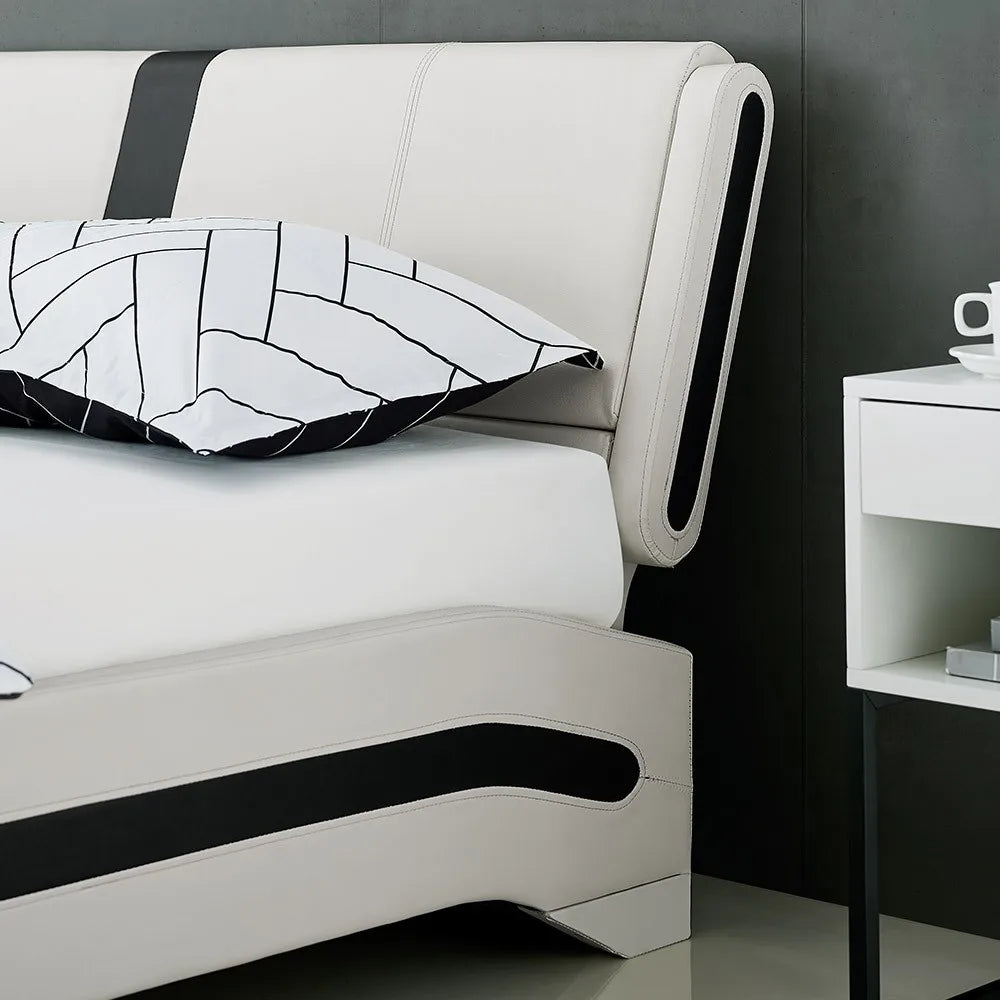 White Platform and Two Nightstands Elegant Bedroom Set