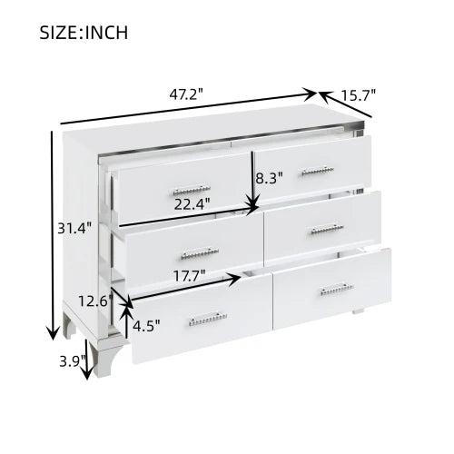 Elegant High Gloss Dresser with Metal Handle