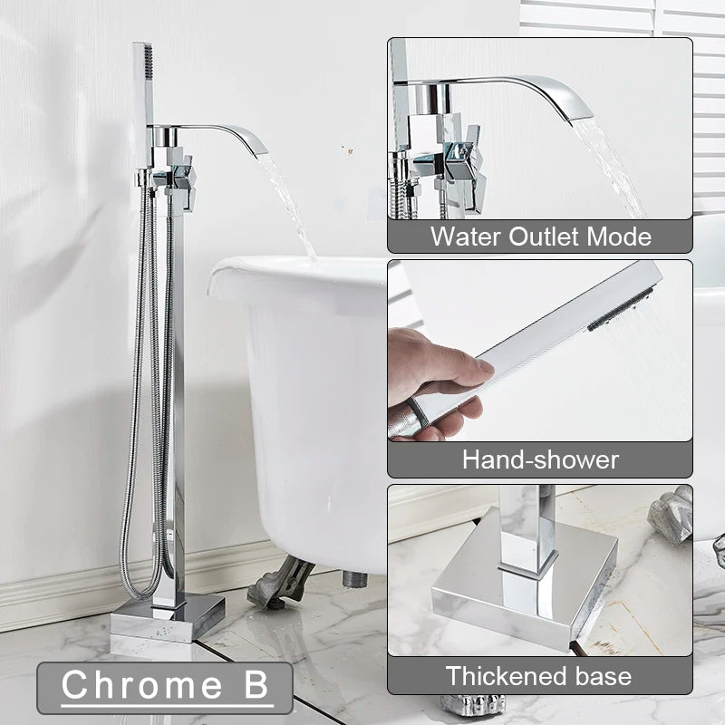 Floor Bathtub Faucet with Hand Shower