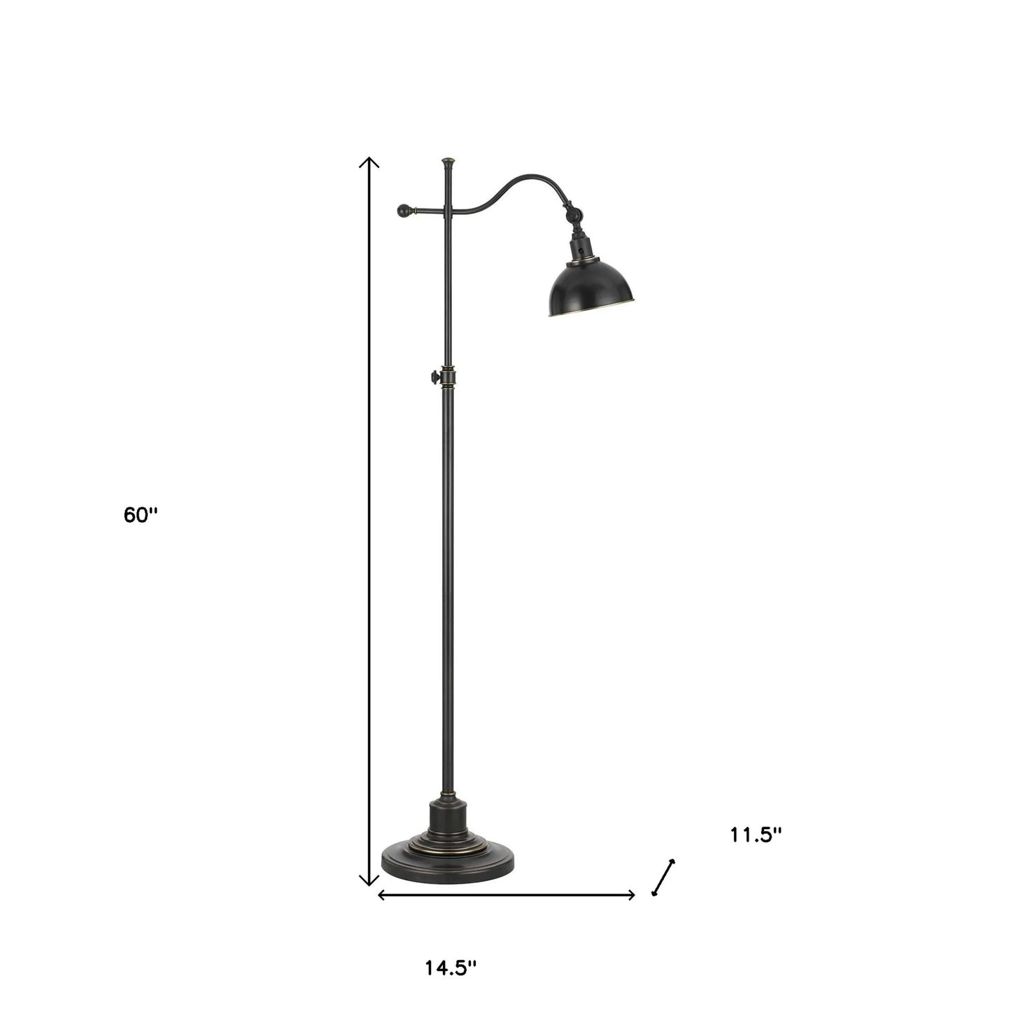 Traditional Shaped Bronze Adjustable Floor Lamp with Black Dome Shade