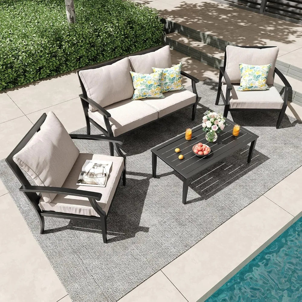 Outdoor Patio Furniture Set with High Backrest