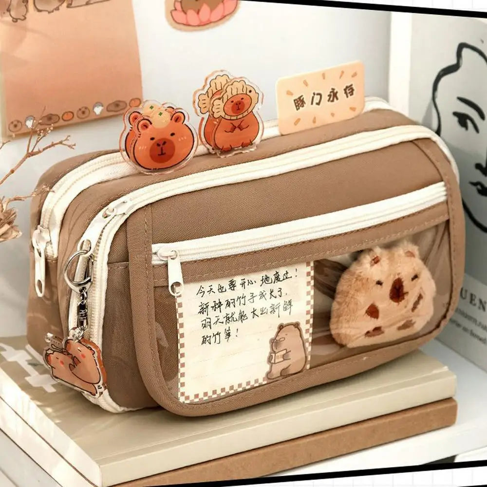Large Capacity Pencil Case Flip Cover Stationery Pencil Bag