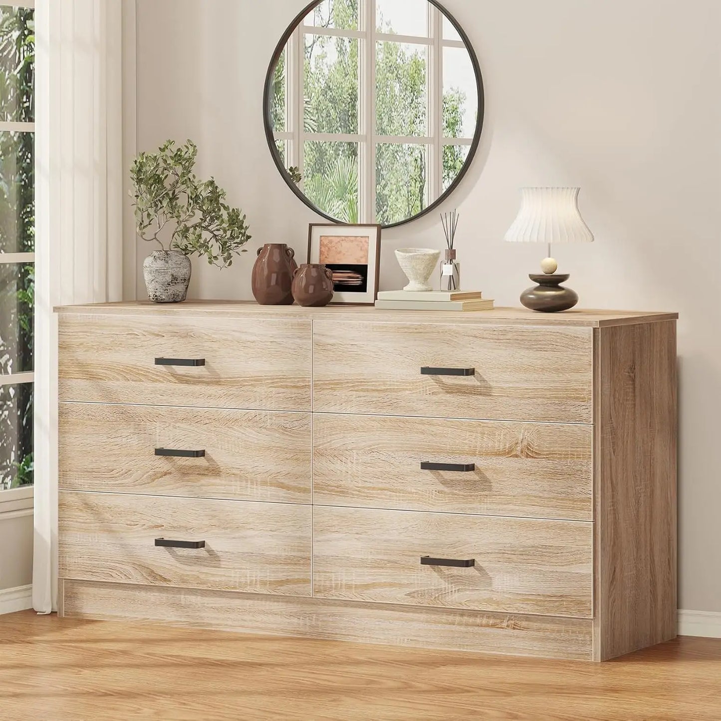 Modern Double Dresser with Large Storage Organizer