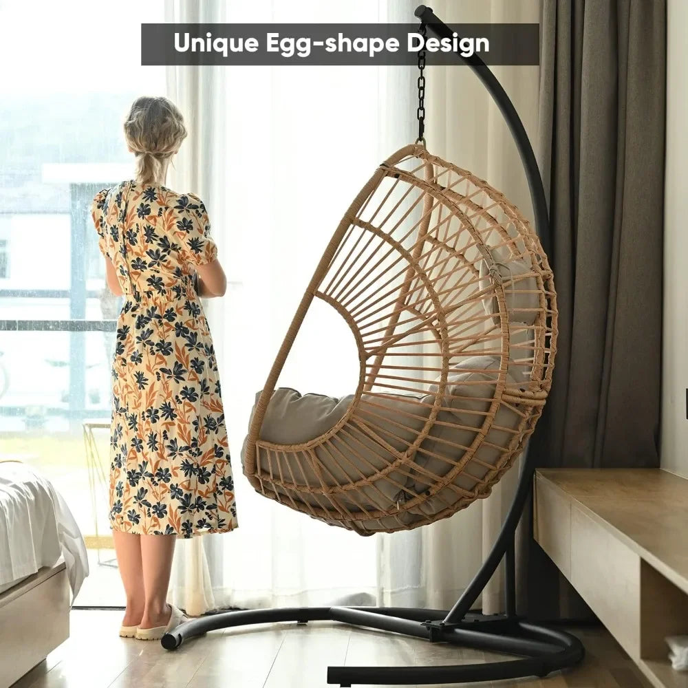 Hanging Egg Chair with Stand for Indoor or Outdoor