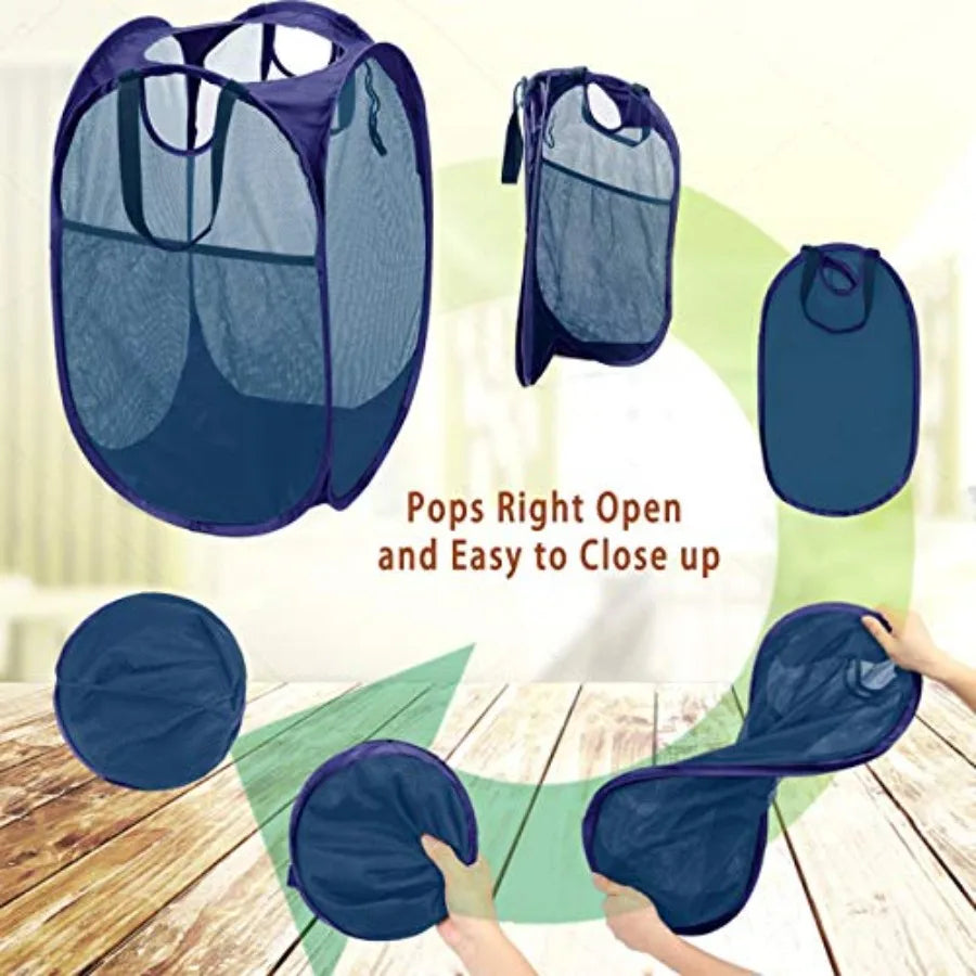 Strong Mesh Pop Up, Collapsible Steel Frame with Double‑Stitched Handles and Side Pocket
