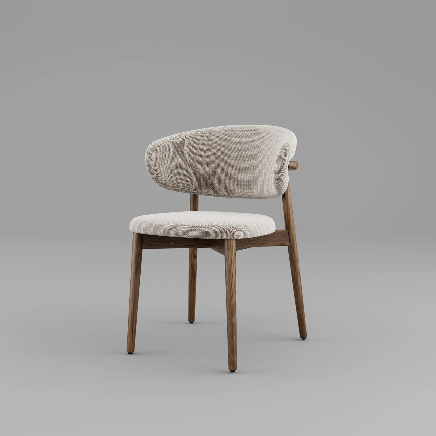 Modern Upholstered Solid Wood Dining Chairs with Curved Backrest