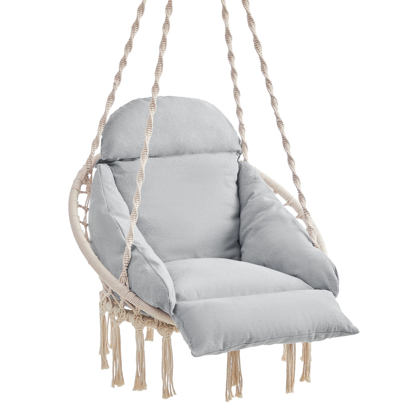 Hammock Chair with Large Thick Cushion Boho Swing Chair