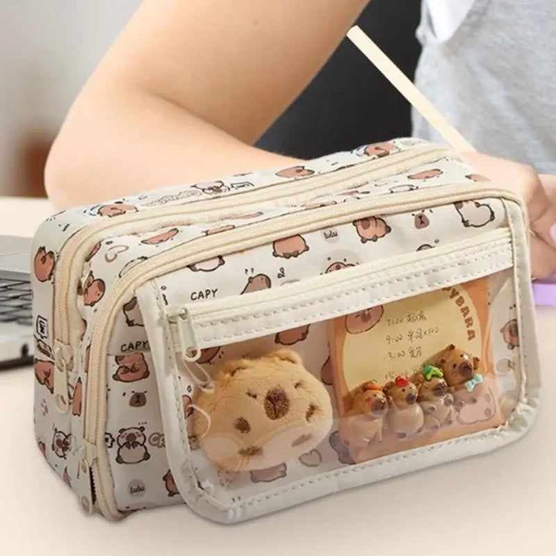 Cute Pencil Case Portable 9-Compartment Stationery