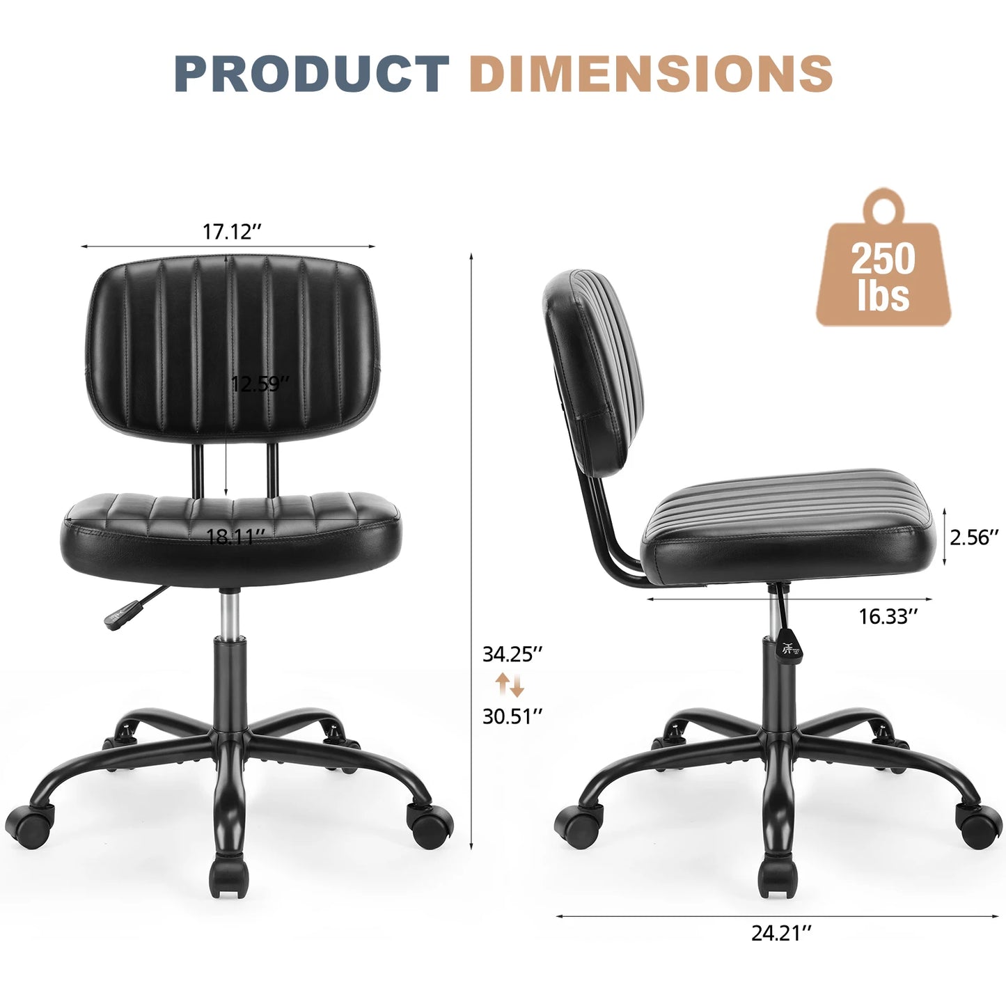 Armless Office Desk Chair