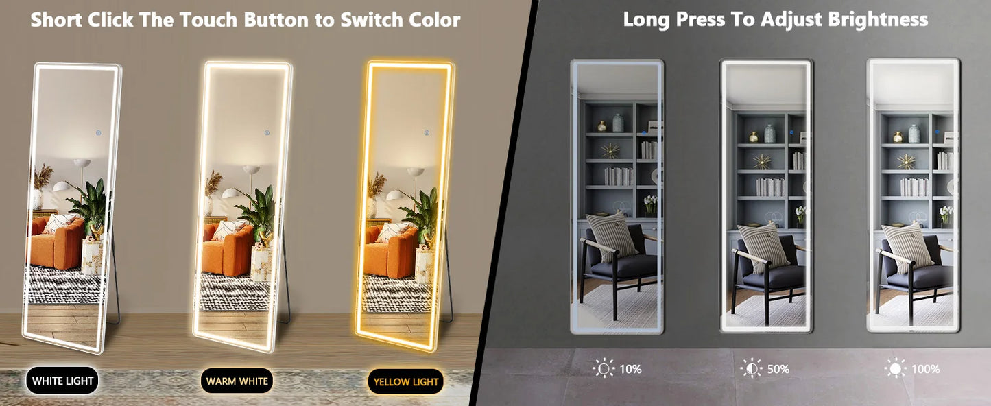 Full Length Mirror with 3 Color Lighting