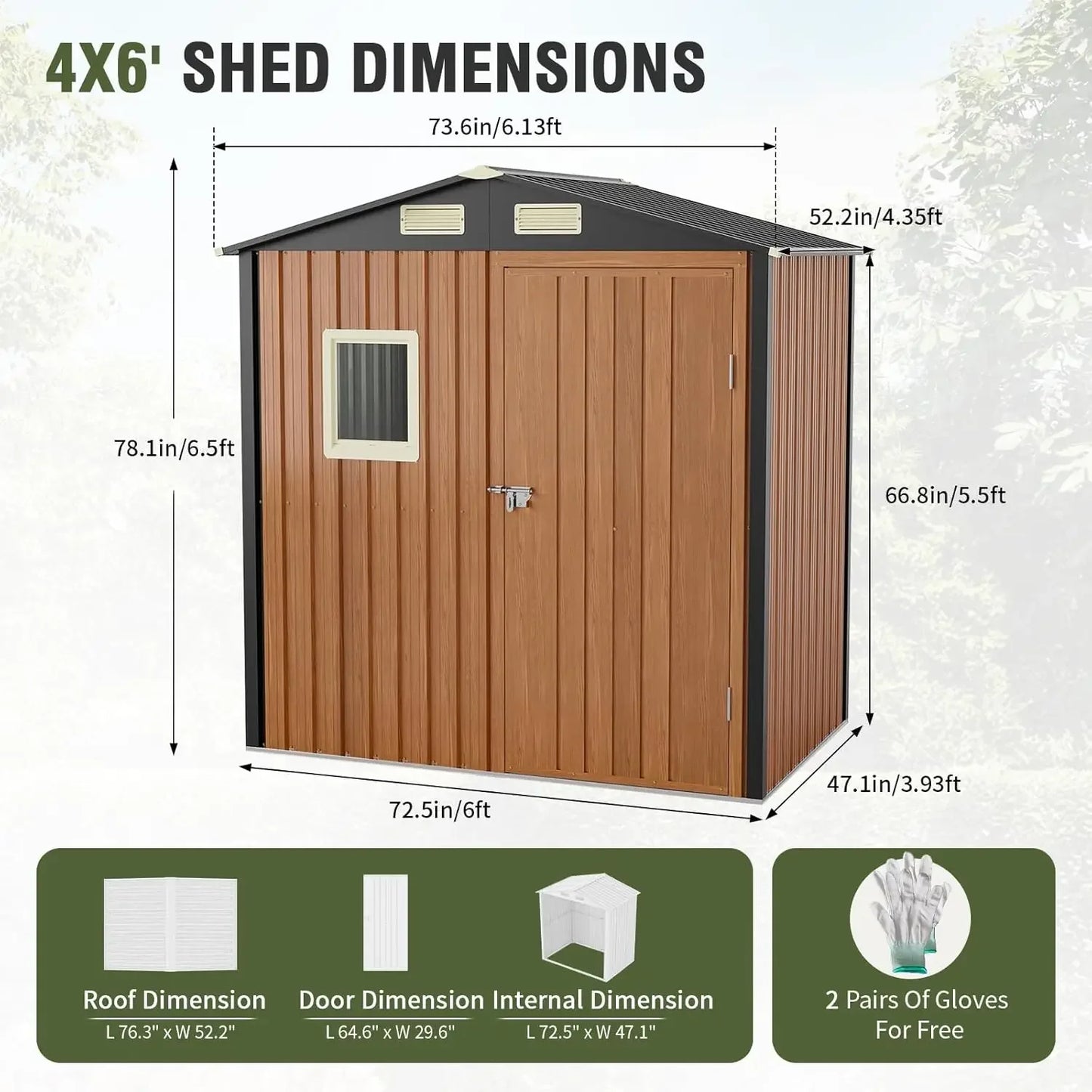 Lockable Metal Garden Shed with Window