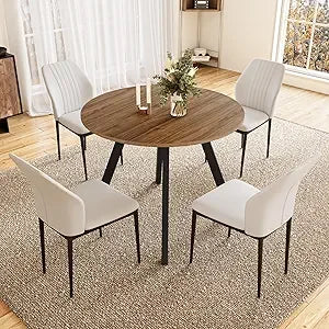 Mid Century Modern Round Dining Table and Chairs for Apartment/Condo