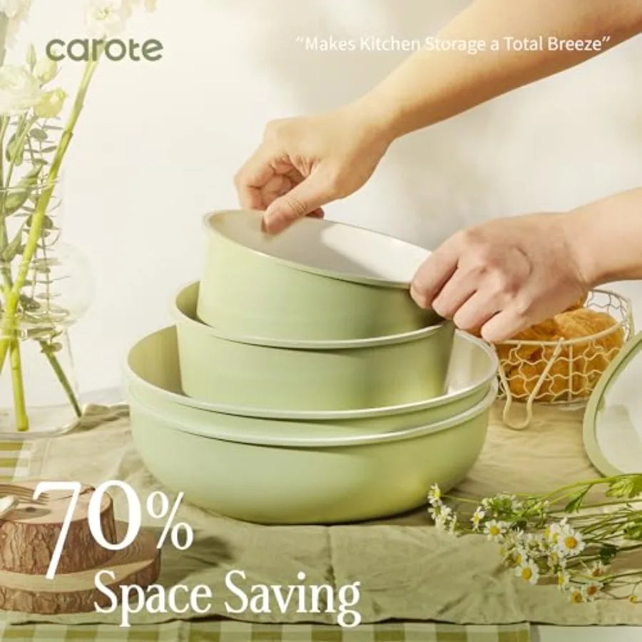 Nonstick Pots and Pans with Detachable Handle Ceramic Cookware Set