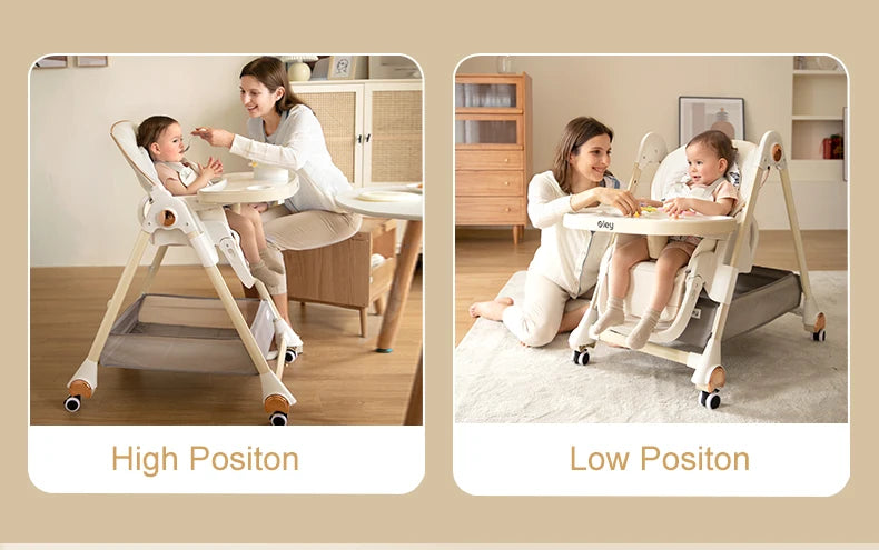 Adjustable Height Baby High Chair with Removable Seat and Tray