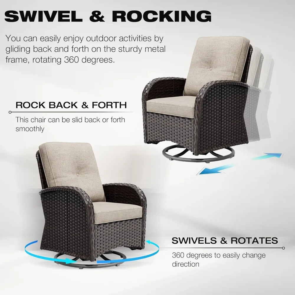 Patio Furniture Set with Thick Cushion and Ottoman
