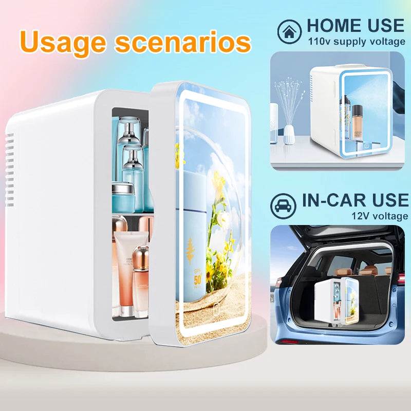Hot and cold storage portable LED mini refrigerator