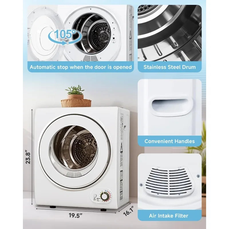 Compact Clothes Dryer with 4 Automatic Drying Modes