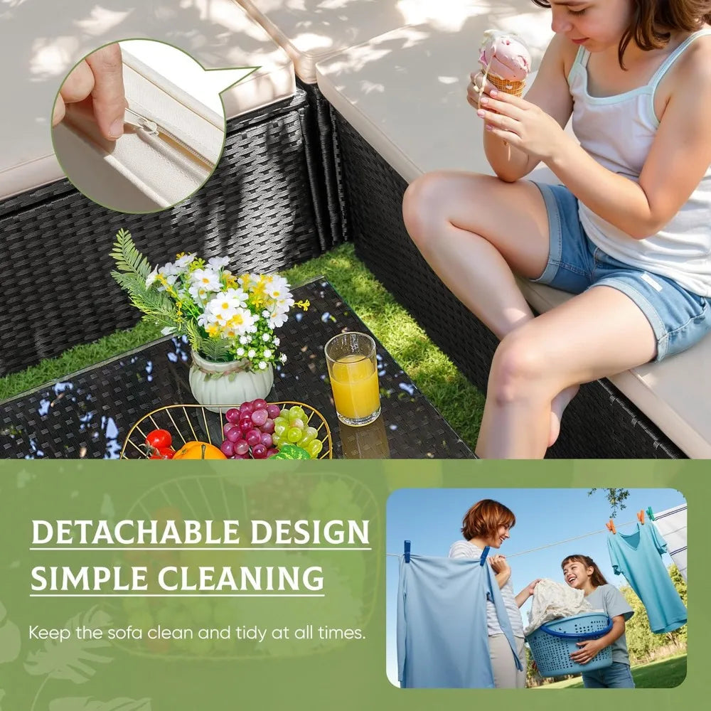 All-Weather Outdoor PE Wicker Rattan Patio Sofa