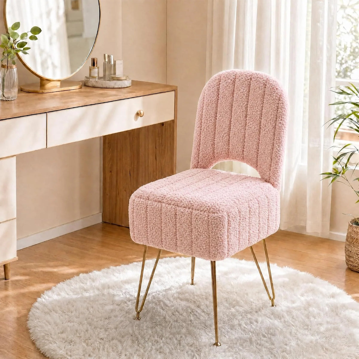 Storage Vanity Chair with Adjustable Folding Backrest