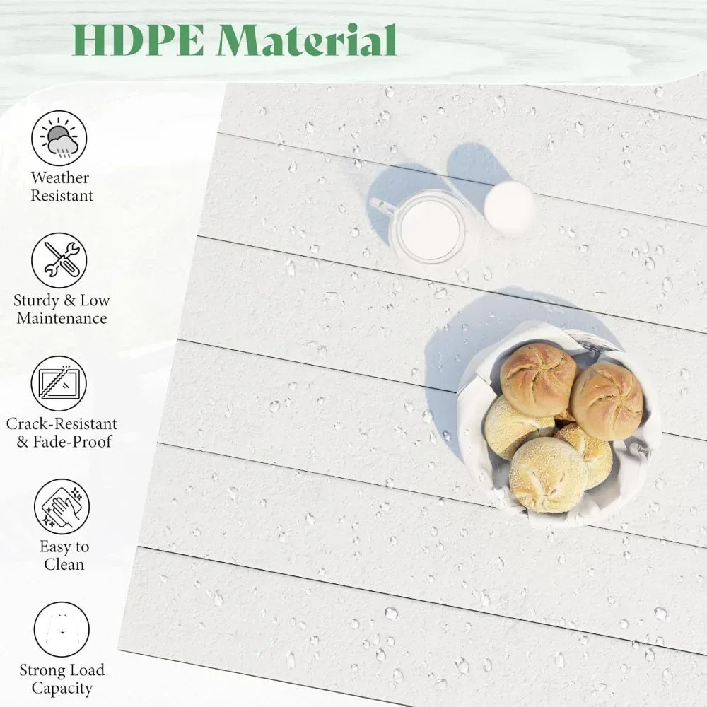 Outdoor Dining Table Set with Umbrella Hole