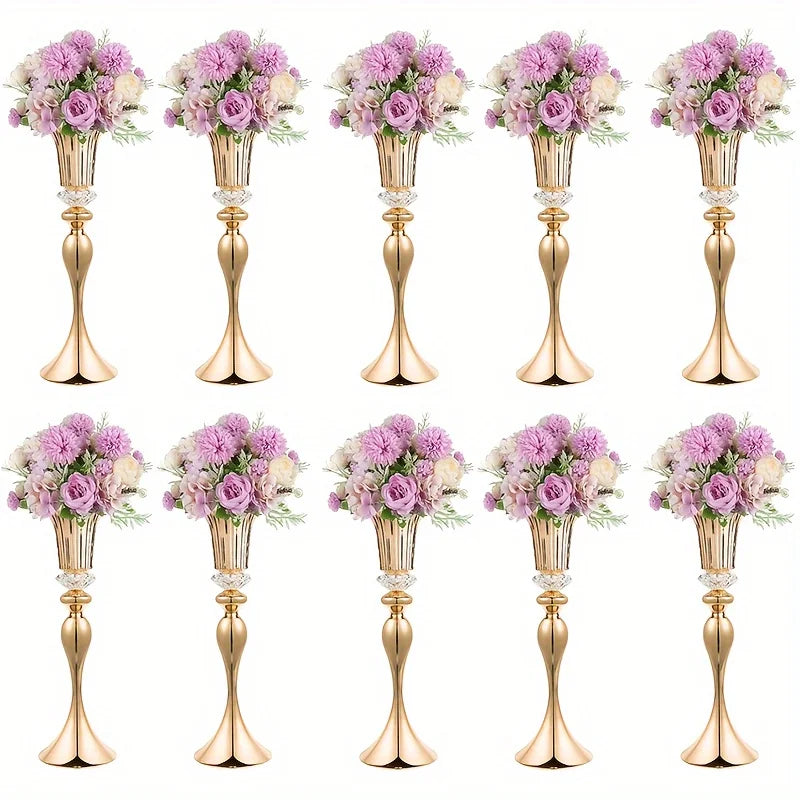 Flower Metal Crystal Stands Vases