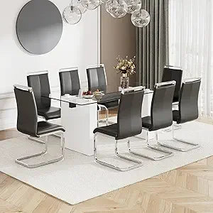 Dining Table Set with Tempered Glass Top